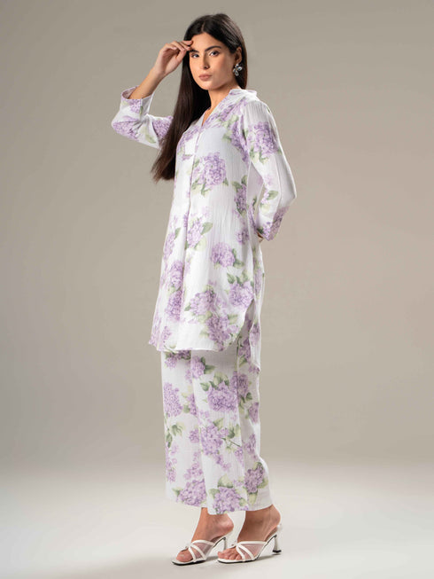 Printed Long Sleeves Pure Cotton Shirt With Trousers