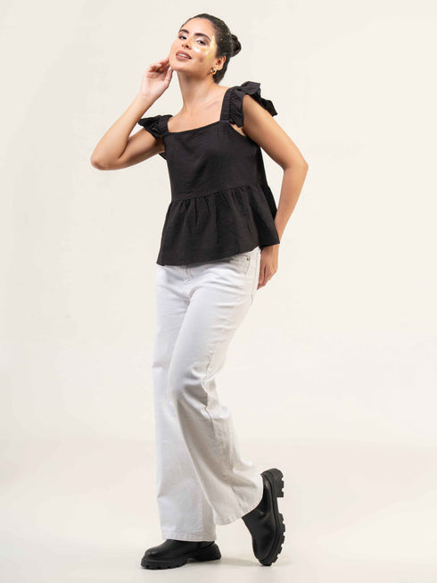 Women Cotton Bubble Peplum Top