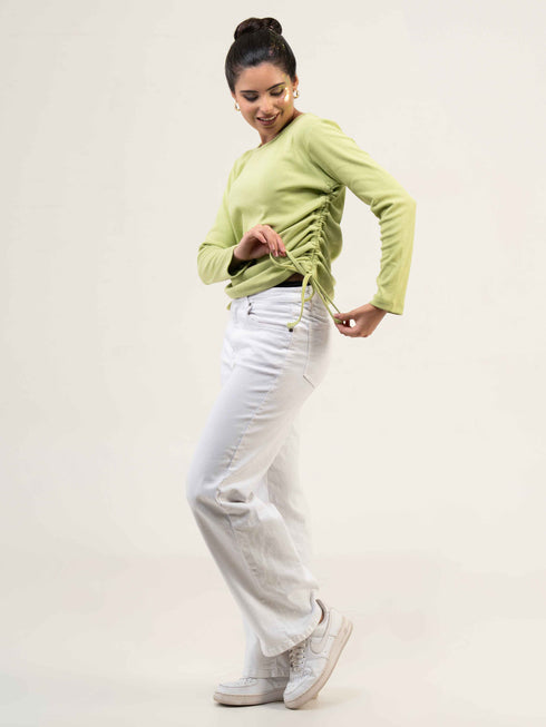 Women Rib Cotton Full Sleeve Top