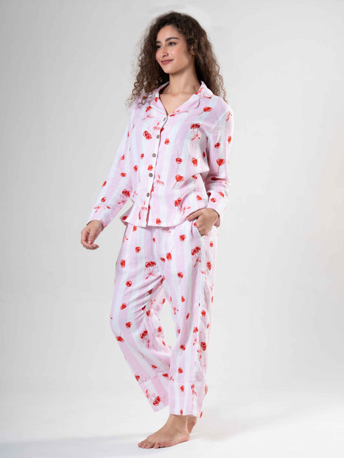 Printed Organic Cotton Night Suit for Women