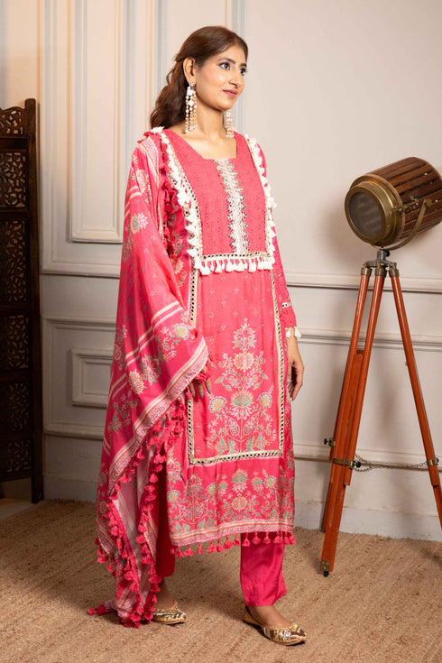 Rani Cotton Festive 3-Piece Kurta Set