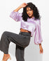 High-Shine Satin Cropped Shirt for Women