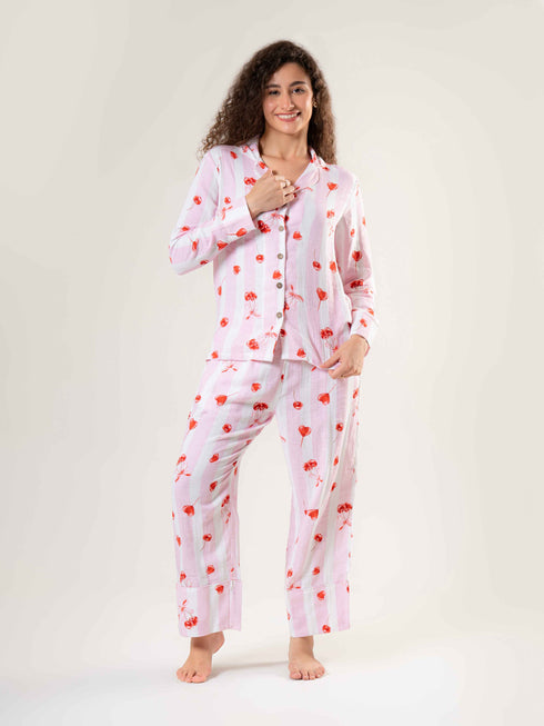 Printed Organic Cotton Night Suit for Women