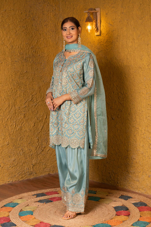 Bridal Radiance Green Kurta 3 Piece Set