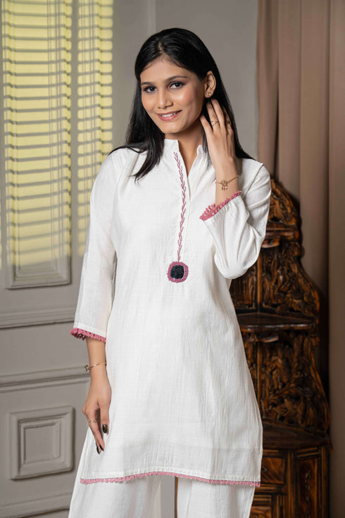 Ivory Embroidery 2-Piece Kurta Set