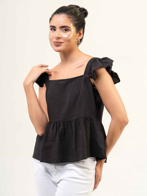 Women Cotton Bubble Peplum Top
