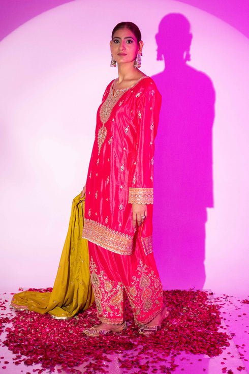 Farsi Rani Pink Luxe 3 Piece Kurta Set