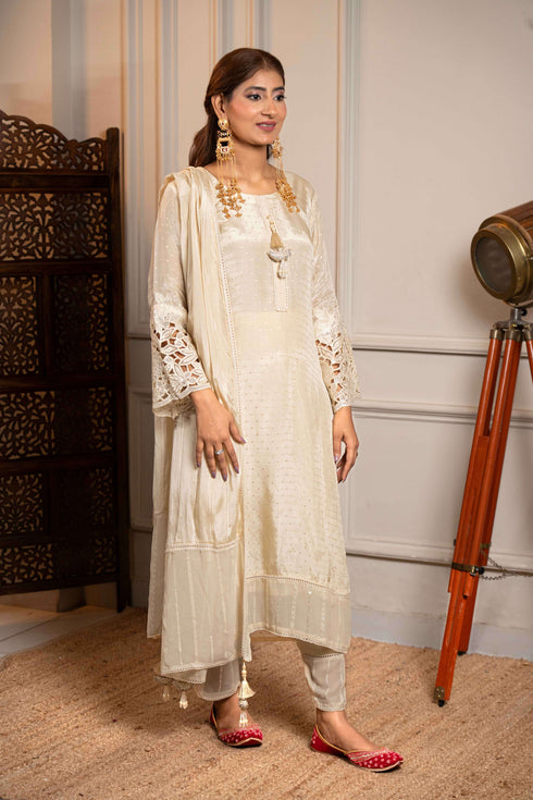 Golden Aura 3-Piece Kurta Ensemble