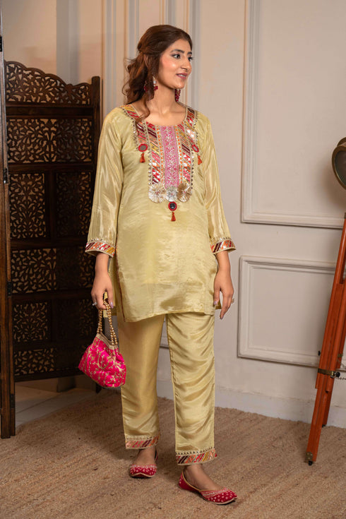 Festive Yellow Golden 2-Piece Co-ord Set