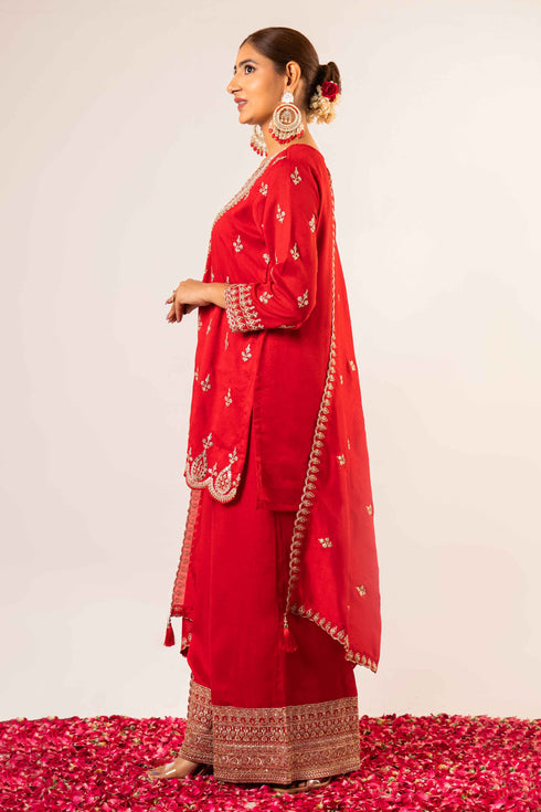 Red Radiance Bridal Kurta 3Pc Set