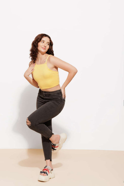 Cotton Ribbed Crop Top – Soft & Stylish Fit