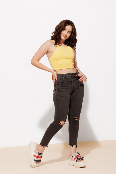Cotton Ribbed Crop Top – Soft & Stylish Fit