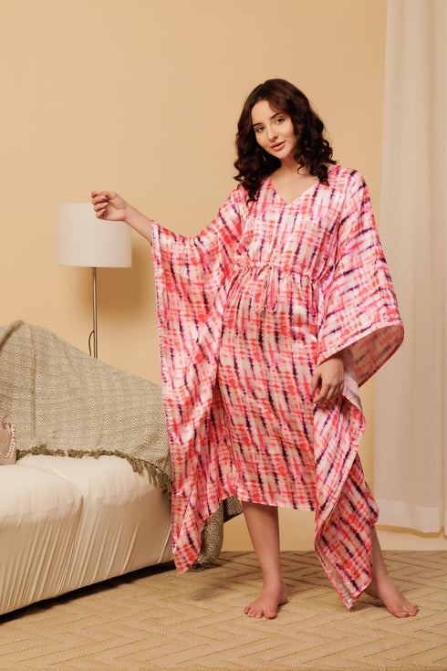 Women’s Purple Tie-Dye Kaftan – Colorful & Chic