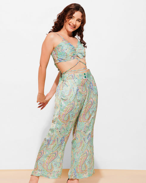 Printed Cami 2 Piece set Top With High Waist Pants