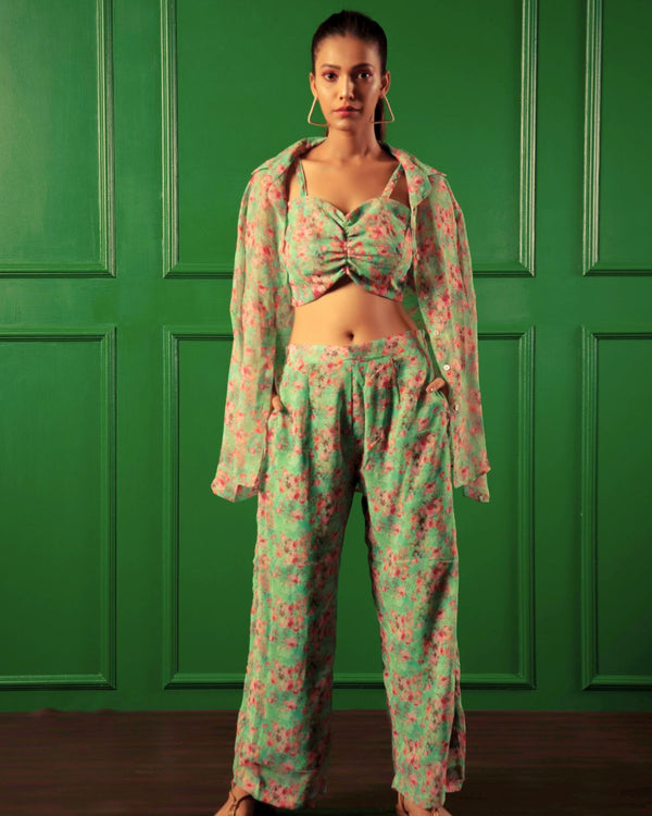 Georgette Printed 2 piece Shirt and Pant Coord Set