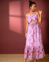 Floral A-Line Cut-out Maxi Dress