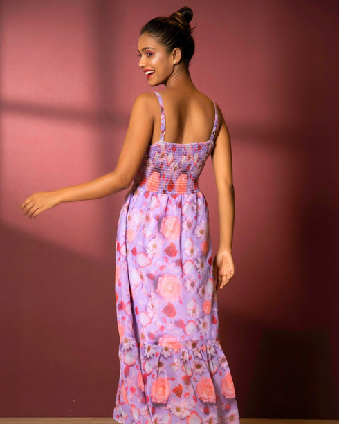 Floral A-Line Cut-out Maxi Dress