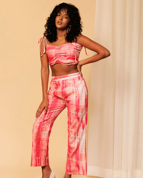 Tie and dye 2 Piece Top with Pants Co-ord Set