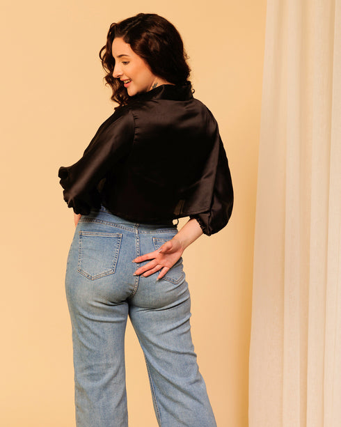 Cropped Satin Shirt