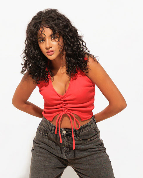 Halter Neck Ribbed Crop Top