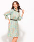 Satin Crepe Collar Buttoned Down Shirt Dress with Belt