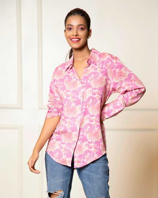 Printed Long Sleeves Cuffed Cotton Shirt