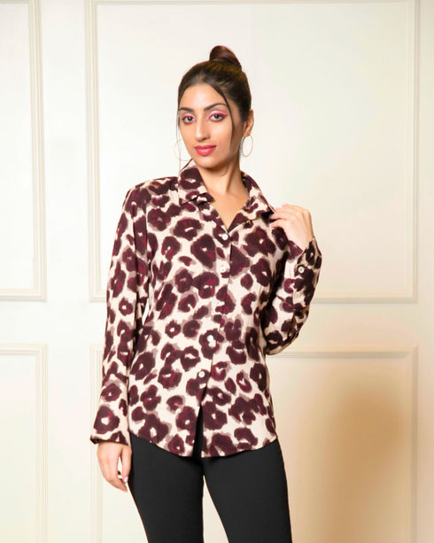 Printed Long Sleeves Cuffed Cotton Shirt