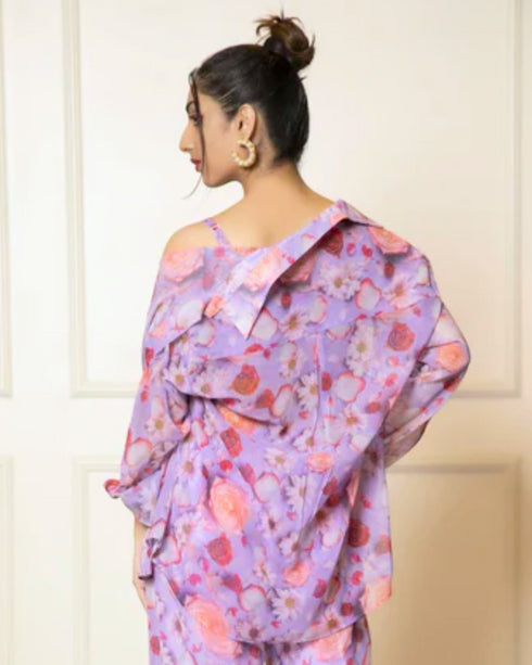 Printed Long Sleeves Georgette Shirt