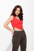 Cotton Ribbed Red Crop Top