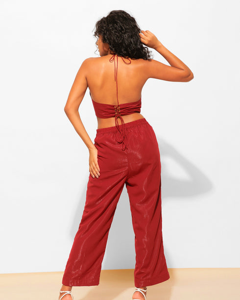 Two Piece Shimmer Top with Pants Co-ord Set