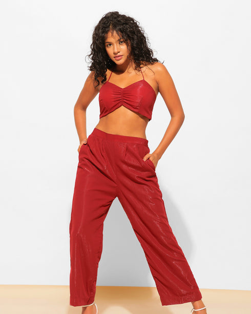 Two Piece Shimmer Top with Pants Co-ord Set