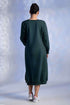 Women's Knitted Cotton Woolen Rib-Cuff Straight Midi Dress