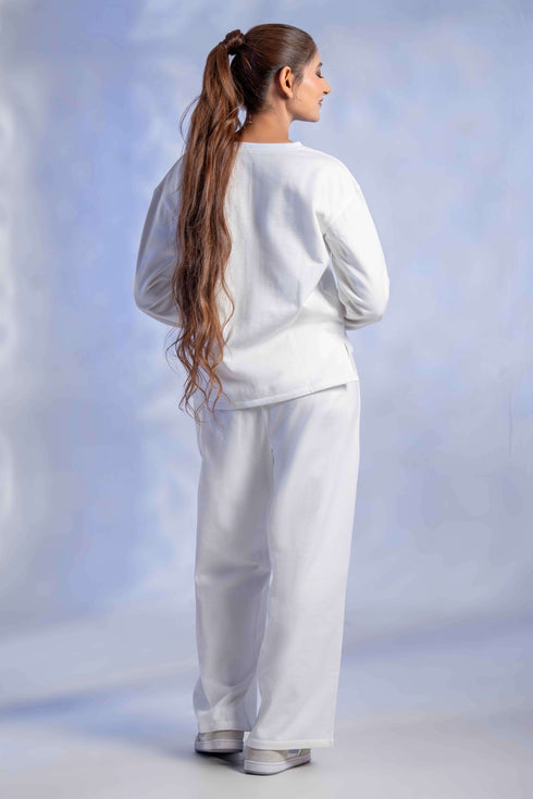 Women's Knitted Cotton Wool blend Henley Lounge Co-Ord Set