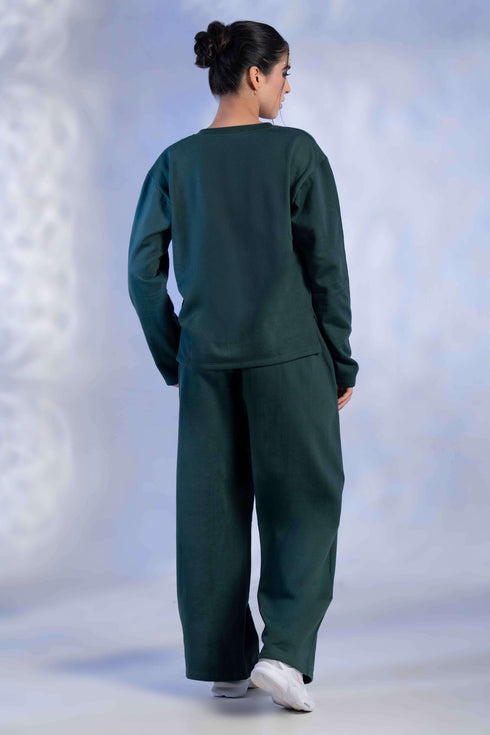 Women's Knitted Cotton Wool blend Henley Lounge Co-Ord Set