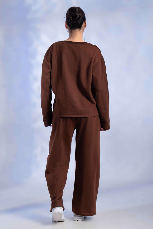 Women's Knitted Cotton Wool blend Henley Lounge Co-Ord Set