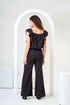 Frill Crop Top with Flared Trousers Co-Ord Sets