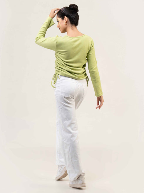 Women Rib Cotton Full Sleeve Top