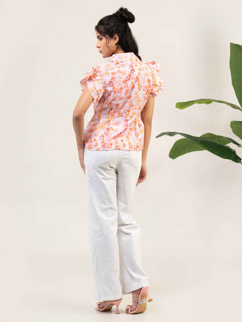 Women Cotton Shirt Collar Top