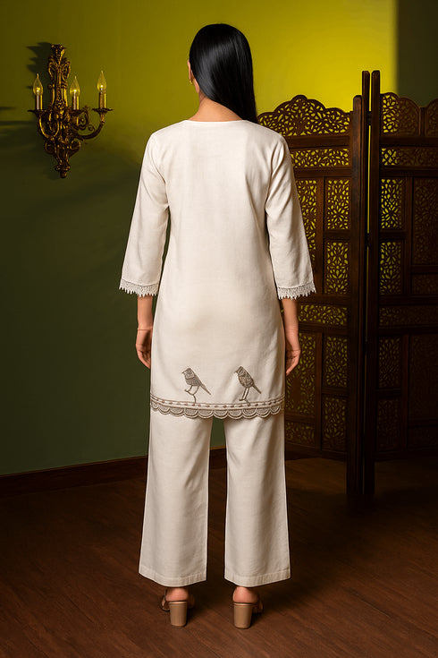 Ivory Handwork 2-Piece Kurta Set