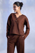 Women's Knitted Cotton Wool blend Henley Lounge Co-Ord Set