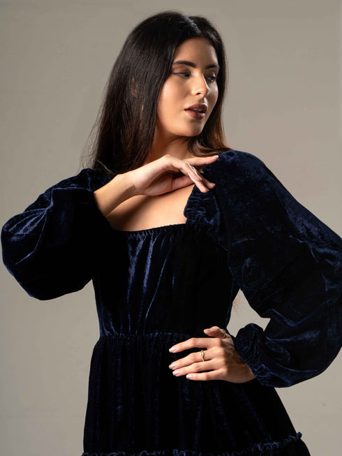 Velvet Blue Flair Dress