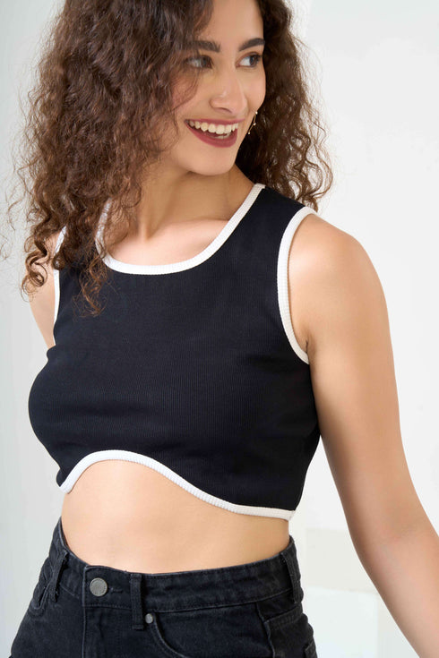 Rib Cotton Sleeveless Crop Top