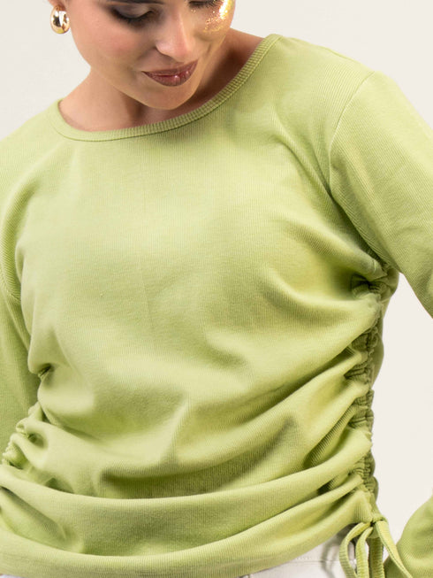 Women Rib Cotton Full Sleeve Top