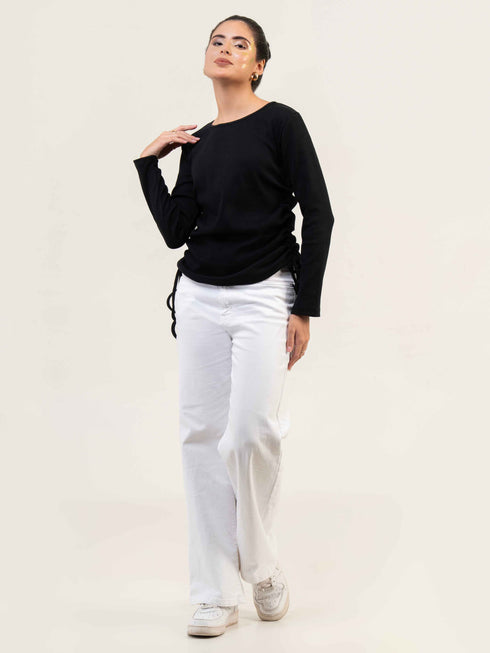 Women Rib Cotton Full Sleeve Top