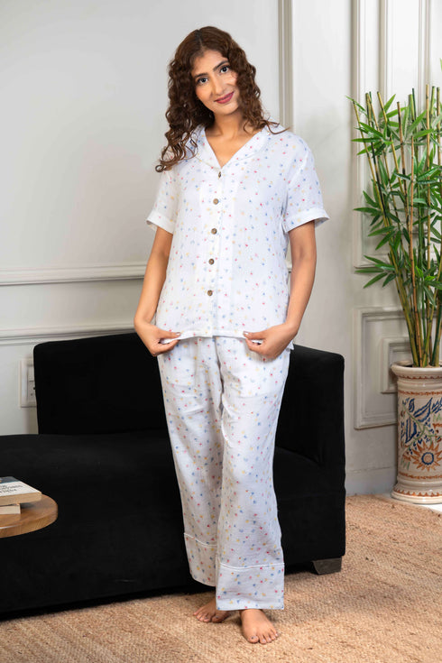 Printed Organic Cotton Night Suit for Women
