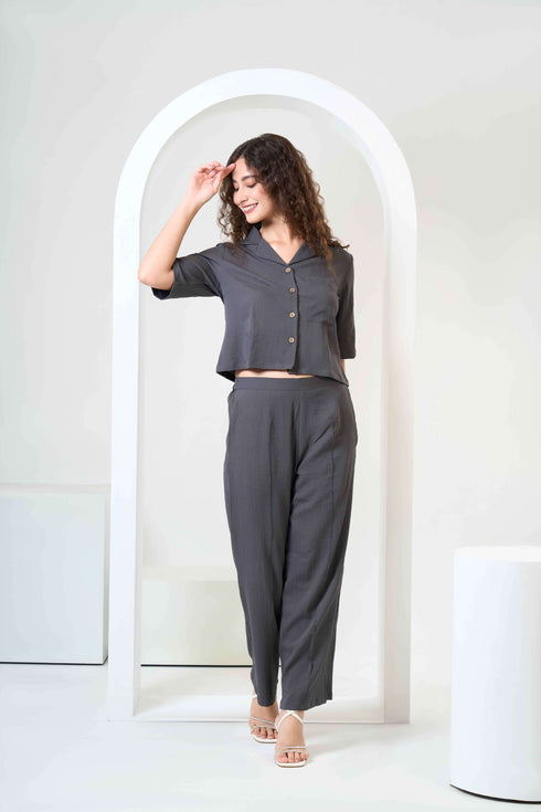 Half Sleeve Shirt with Flared Trouses Co-Ord Sets