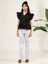 Women Cotton Flutter Sleeve Top