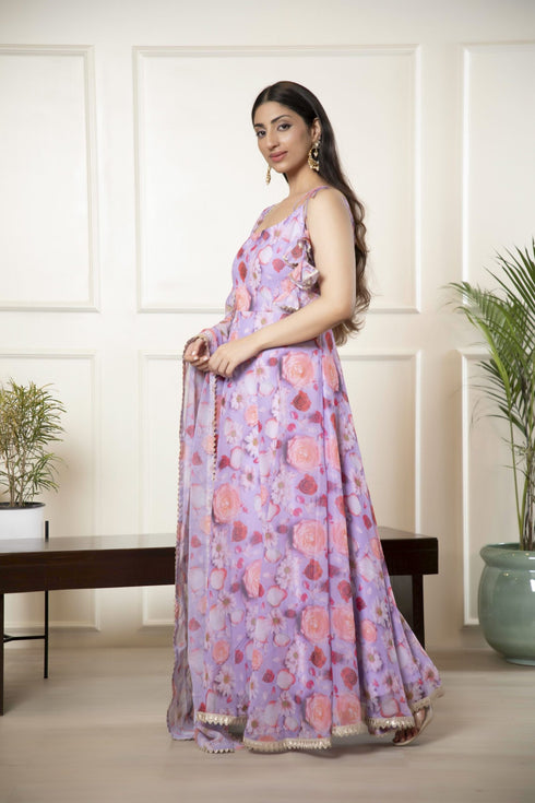 Floral Printed Anarkali Set of 2