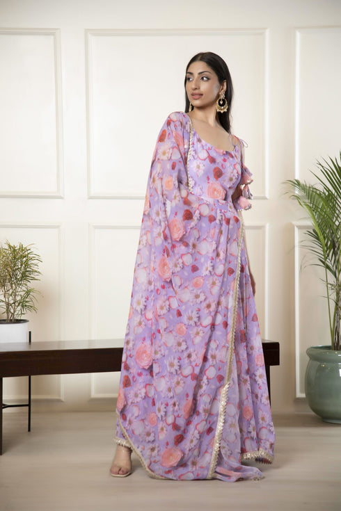 Floral Printed Anarkali Set of 2