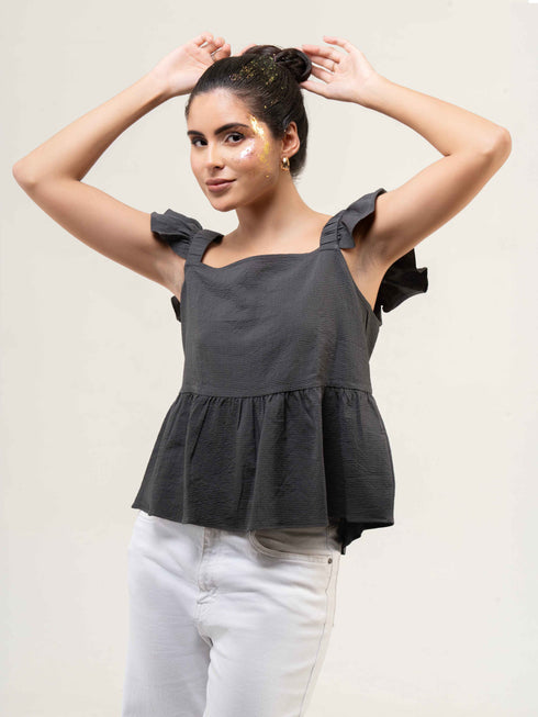 Women Cotton Bubble Peplum Top
